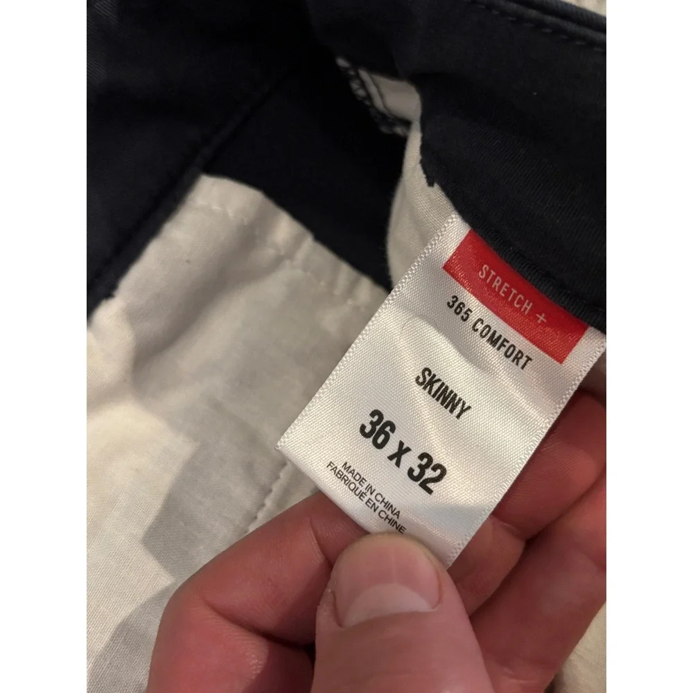 Express Mens 365 Comfort Skinny Chino Pants Navy Blue 36x32 Cotton Blend